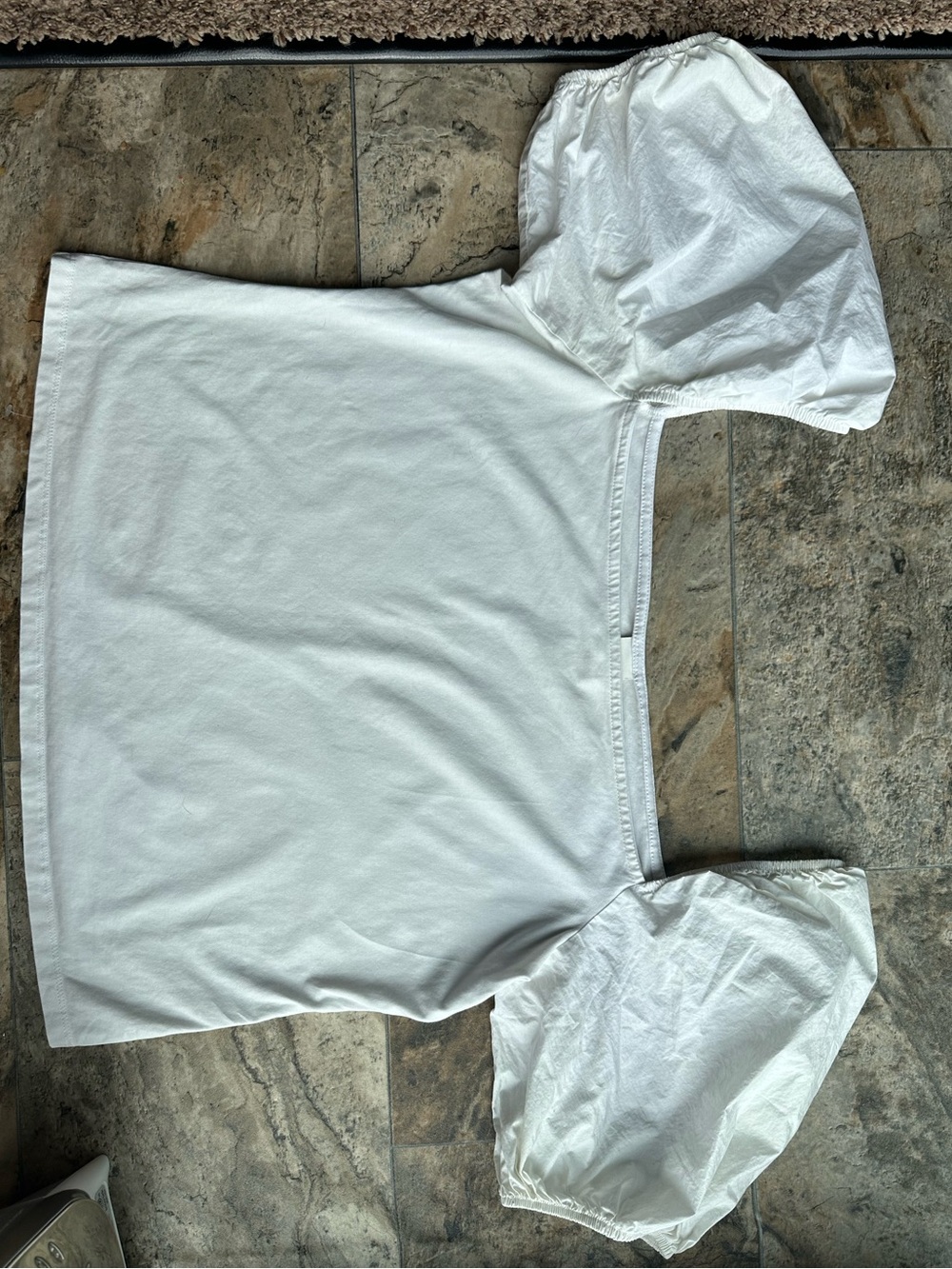H&M White Puff Sleeve Square-Neck Crop Top